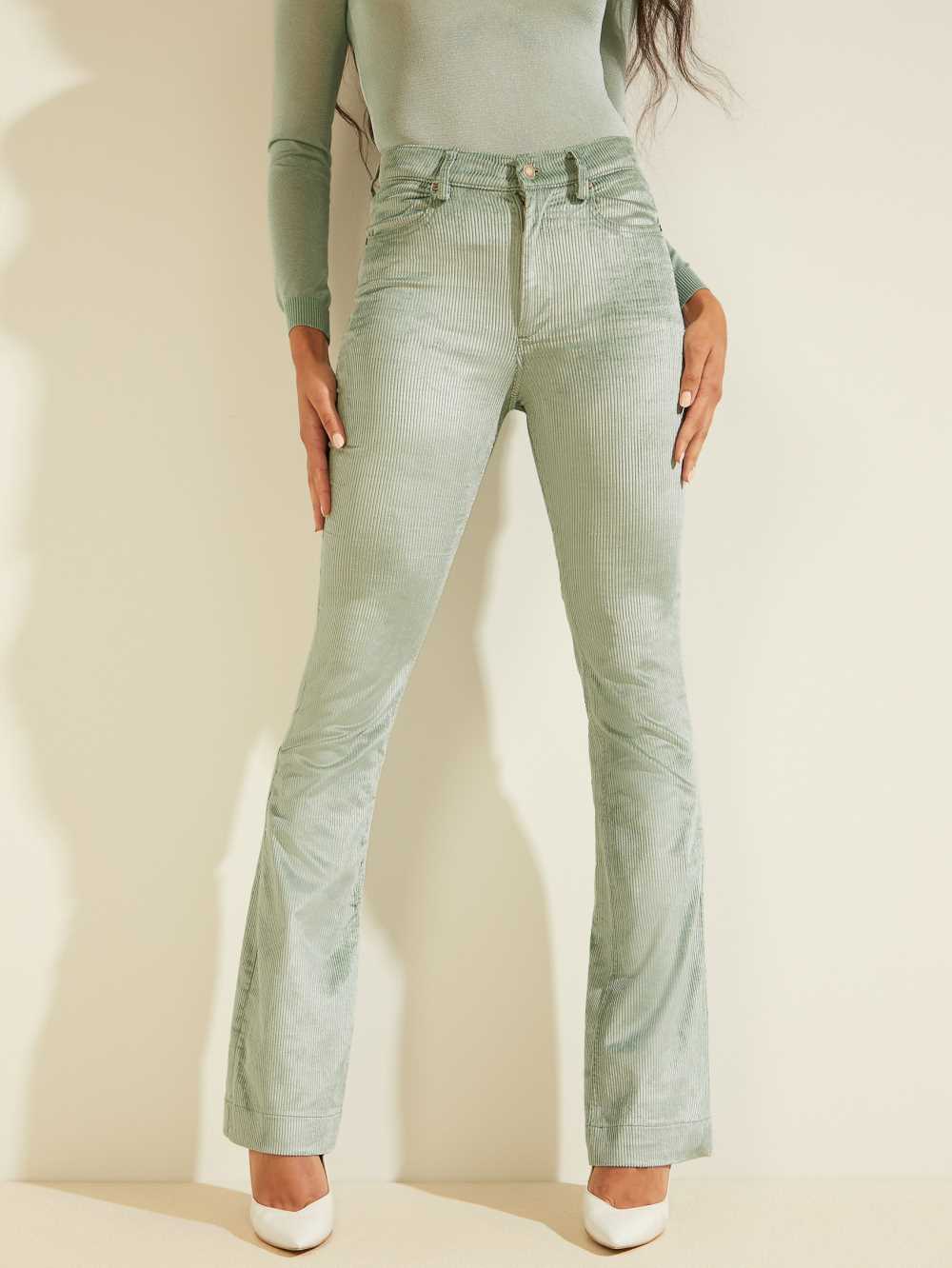 Guess Bukse Forhandler Super High Rise Corduroy Dame Turkis